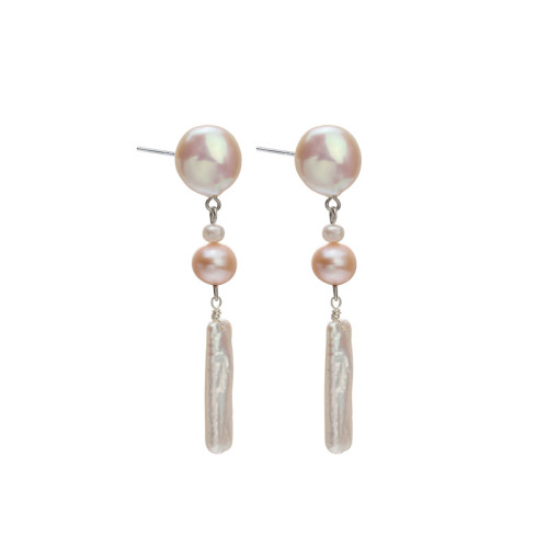 12mm Earring Natural Freshwater Pearls Earrings Dangle Drop Jewelry S925 Sterling Silver Modern Eardrop for Women Grils Hypoallergenic