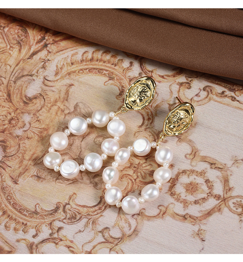 6-7mm Natural Freshwater Pearls Earrings Dangle S925 Sterling Silver Hypoallergenic Eardrop For Women Grils Irregular Handmade Retro 6-7mm Natural Freshwater Pearls Earrings Dangle S925 Sterling Silver Hypoallergenic Eardrop For Women Grils Irregular Handmade Retro
