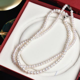 7-9mm natural freshwater pearl perfect round pearls necklace freshwater pearl necklace choker for women girl baroque pearl necklace pearl strand jewelry handmade pearl jewelry pearl strand wedding christmas valentine gift wedding pearl jewelry elegant fashionable