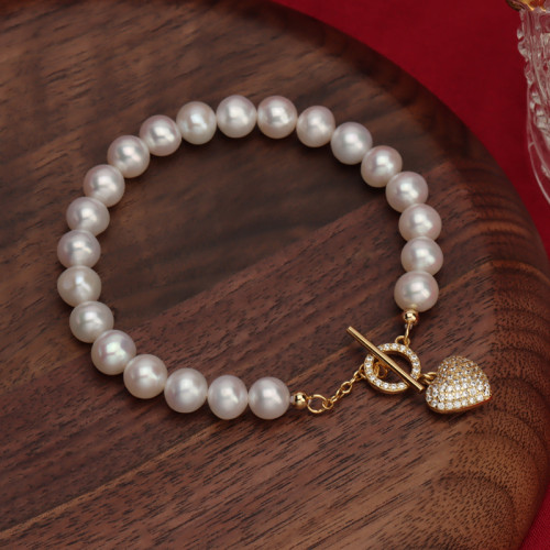 6-7mm Freshwater Round Pearl Bracelet For Women Baroque Pearl Handmade Jewelry Gifts