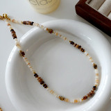 Beaded Necklace Color Natural Stone Chain Necklace Set Tiger Eye Necklace for Women Gold Plated  Adjustable
