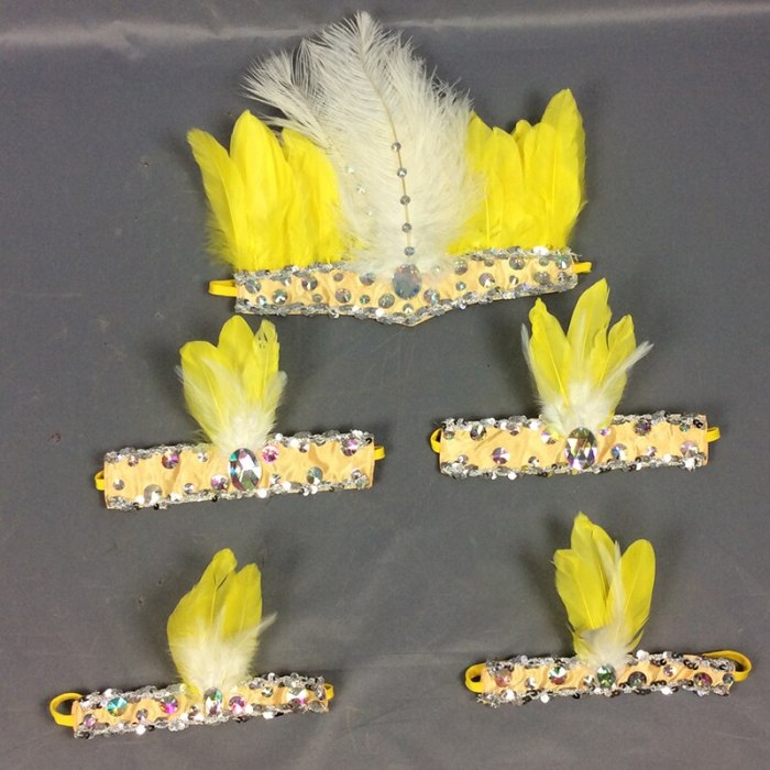 hot selling free shipping feathers head & arm & leg piece for samba dress carnival dress 5 pcs/set 7 color