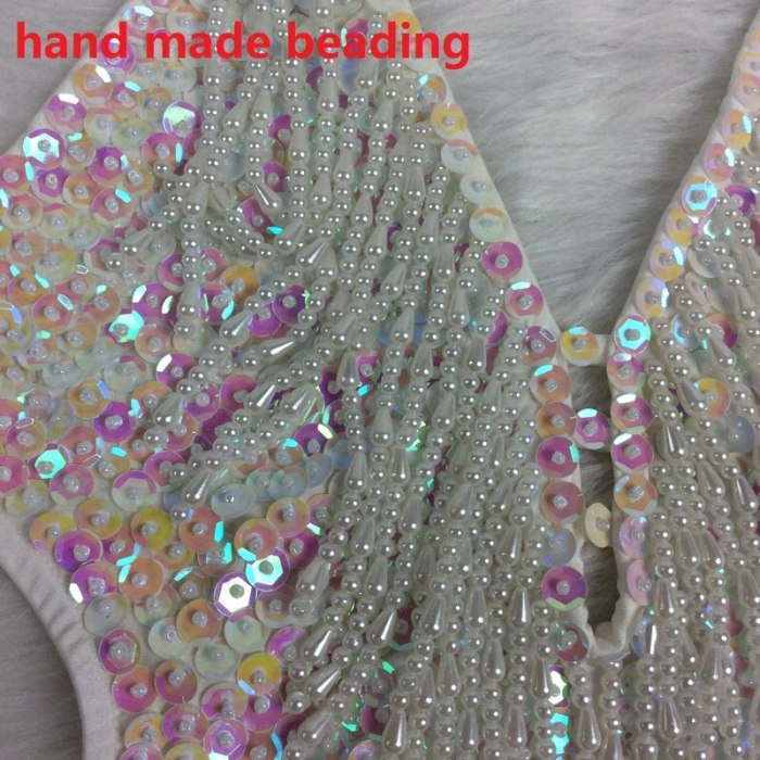 Sexy Women beading Bodysuit Sequin Swimsuit latin Belly Dance Costume Dancer One-Piece Outfit Costume Stage Performance Leotard