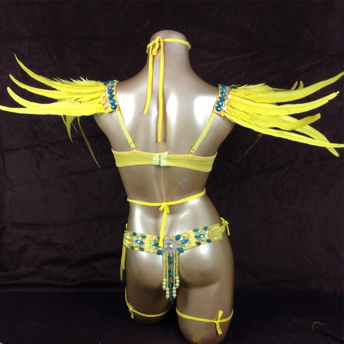 Sexy Samba Rio Carnival Costume  hot selling new belly dance costume with yellow Feather Head piece