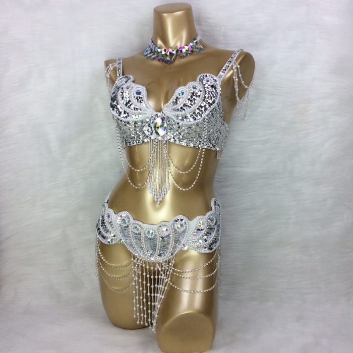 New arrival Women's beaded belly dance costume wear Bra+Belt set Sexy ladies bellydancing Carnival costumes bellydance clothes BY2152 (3pcs/set)