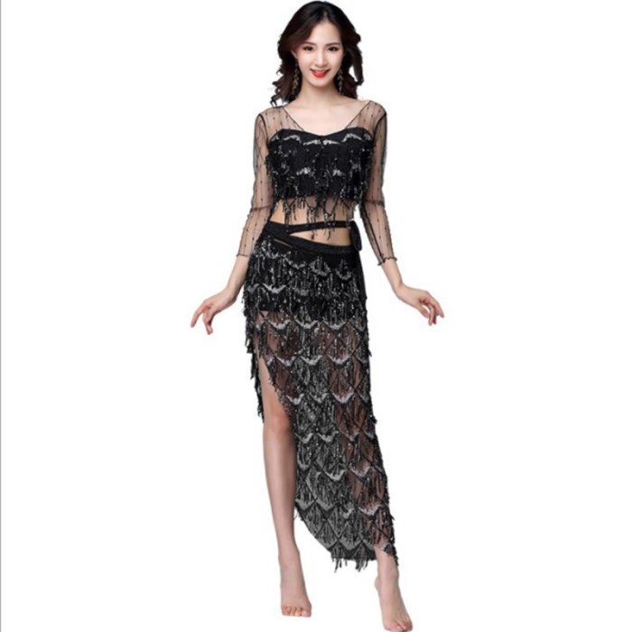 New belly Dance Costumes Outfits Belly Dancing Clothes Fashion Bellydance Performance Clothing Top&Skirt Dancer Trainning Wear HY1188 -2 piece/ set