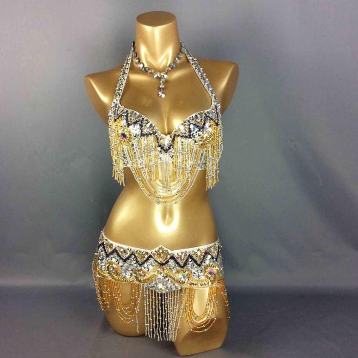 Hot Sale Women's belly dance costume Set Sexy Carnival Costume Outfits Sequins belly dancing clothes BRA Belt bellydance Wear TF201152