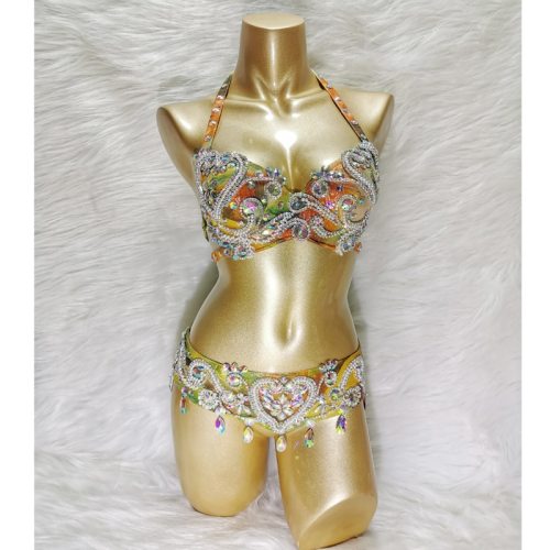 New women's belly dance costume set showgirl belly dancing clothes halloween bellydance Clothes Beaded Top&belt Carnival TF1905 (2pcs/set)