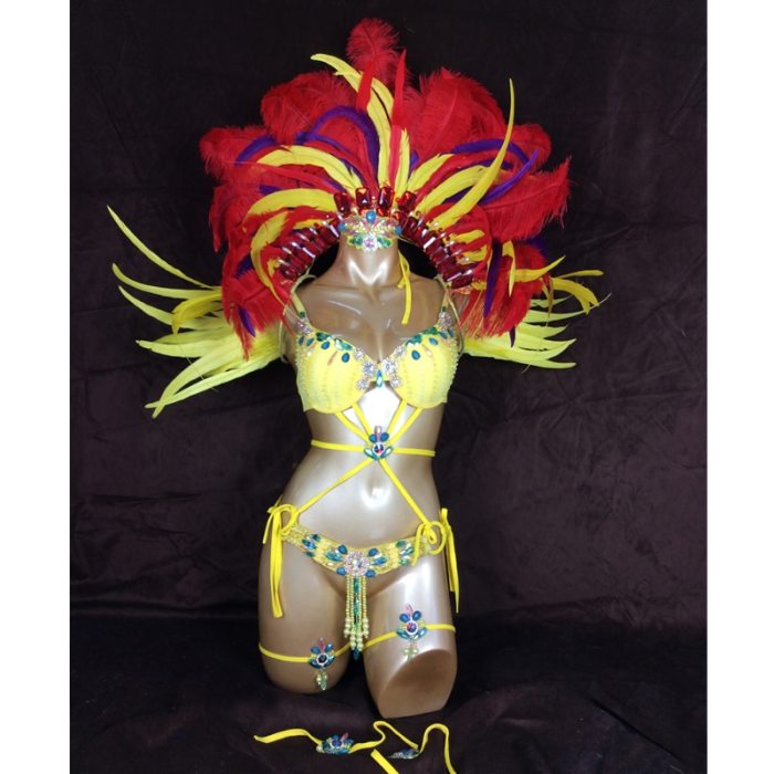 hot selling Sexy Samba Rio Carnival Costume yellow Feather Head piece C1508 (yellow)