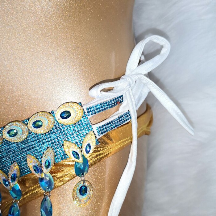 Samba Carnival Wire Bra & belt& Gold Panty Set Hand Made 3Piece Crystal Stone Belly dancing WIRE BRA C027