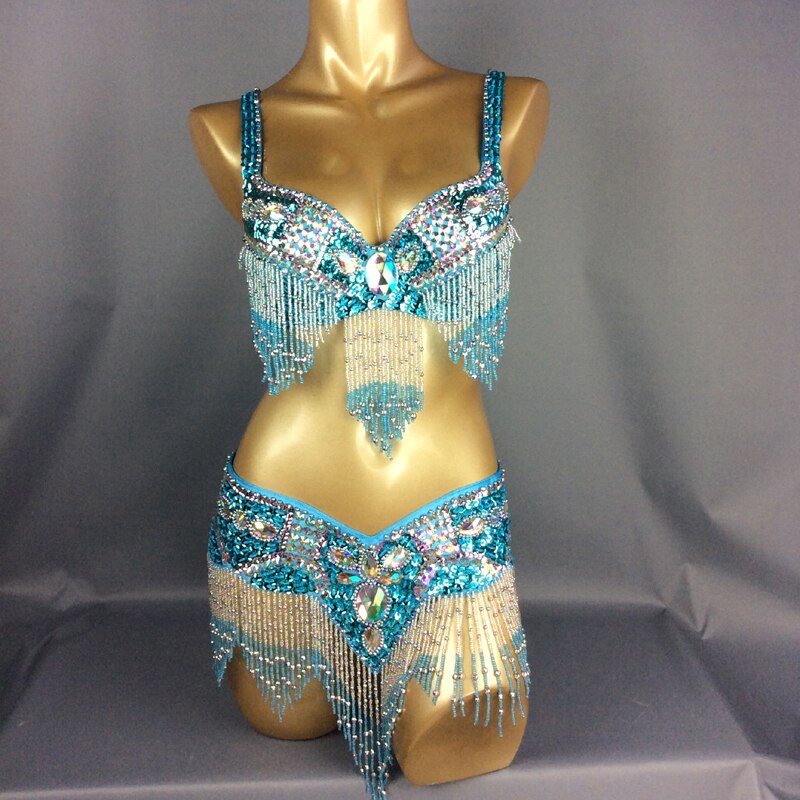 New arrival Women s beaded belly dance costume wear Bar Belt 2pc