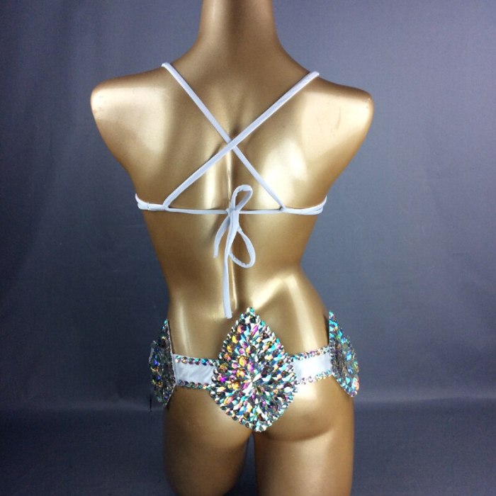 Samba Carnival Bra Belt Rainbow Stone bra and belt Handmade wire bra C011-2 free shipping
