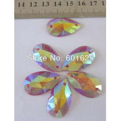 Good Guality 18 x 25mm shine Resin Drop stone red IRIS CMBN Sewing rhinestones Crafts Accessories For Bags Clothes DIY