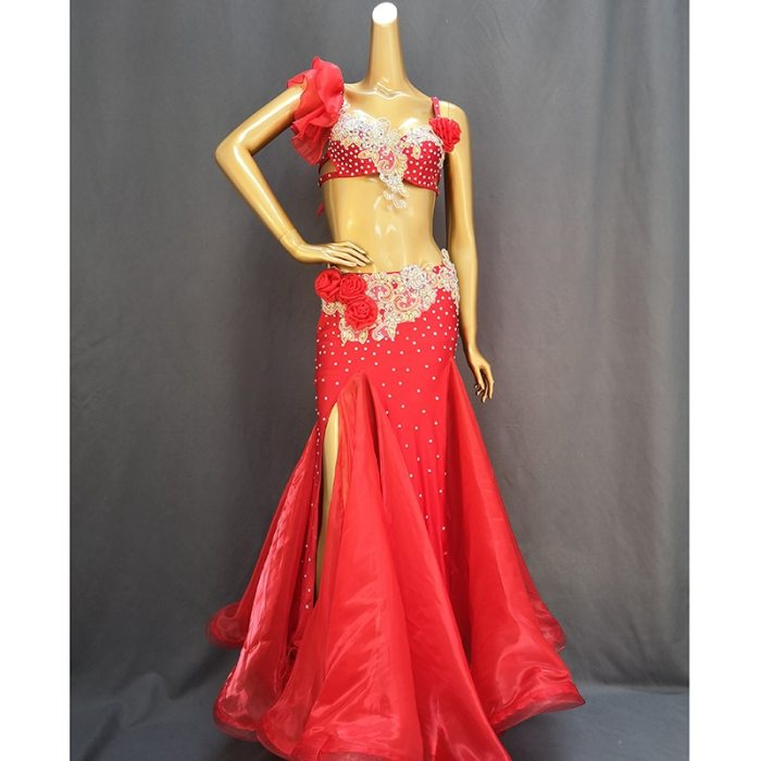 New Design Top Grade Oriental Belly Dance Set Performance Outfits Costume Beaded Belly Dancing Clothes Bellydance Top&Skirt TF2052