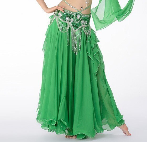 HOT SELLING BELLINGDANCING DRESS BELLY DANCE EAR SKIRT SLIT IN BOTH SIDE 11 COLOR IN SK29