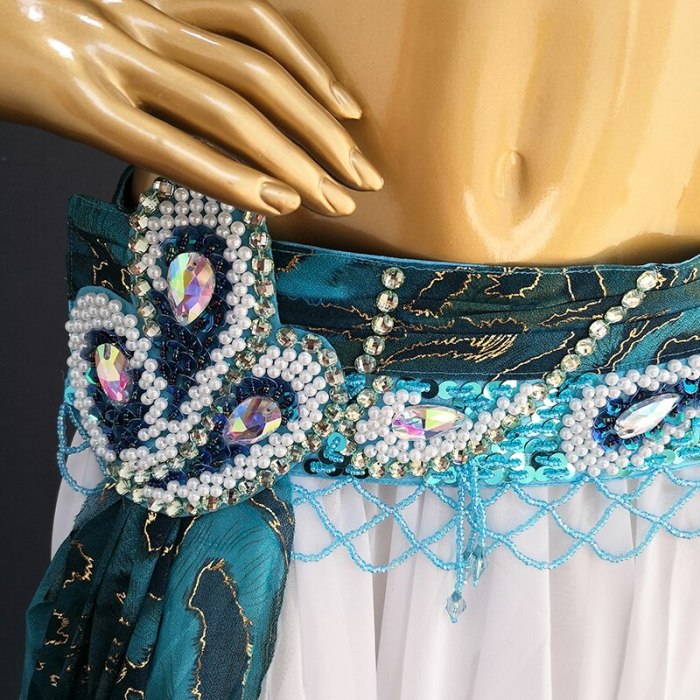 New Adult Women Stage Performance Gorgeous Belly Dance Costume 3pcs Set Handmade Beaded Sequins Performance Show Suit outfit TF1903  3PCS/SET