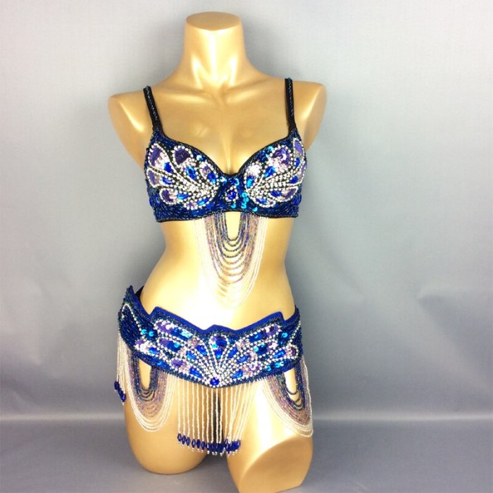 Antique Style Bra Hip Belt and Necklace Belly Dance Costume Set