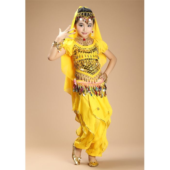 Hot selling Handmade Kids Belly Dancing Children Belly Dance Costumes Girls Bollywood Indian Performance Cloth Whole Set 3 Color 3304