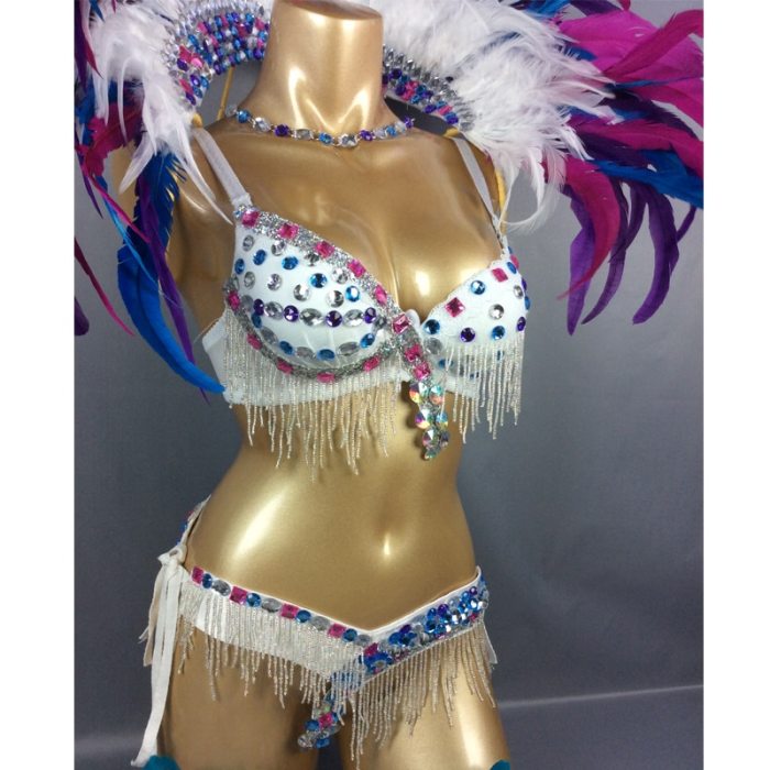 hot selling Sexy Samba Rio Carnival Costume  handmde new belly dance costume with white Feather Head piece CN1504  WHITE