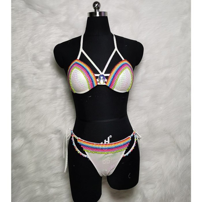 New Sexy Beading Sequined Summer Swimsuit Women 2 Pieces Bikini Shiny Swimsuit Set Monokini Swimwear Beachwear Bathing Suit