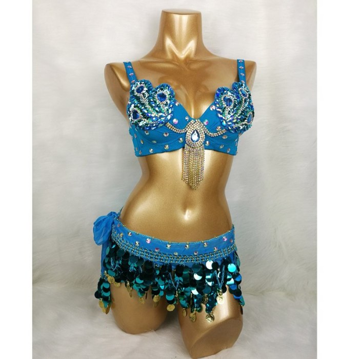 Samba Belly Dance Costume FREE SHIPPING Hand Beaded Bra and Hip Scarf Belt  2PCS/SET