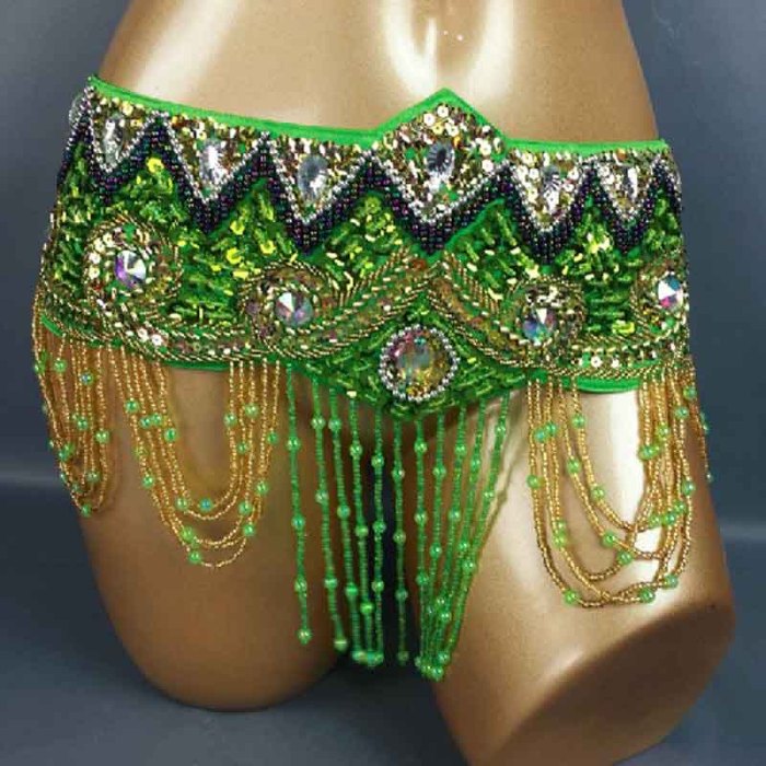 New design Women's sequins Belly Dance Costume Hip Scarf Wrap bellydance Belt with tassel  beads waist chain BELT201152