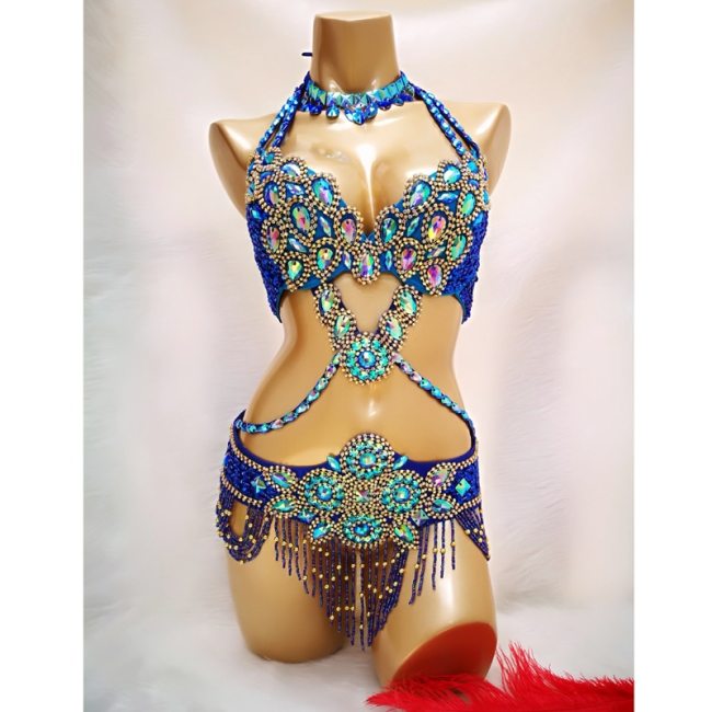 Hot sale Women's beaded Crystal belly dance costume wear Bar+Belt+Necklace 3pc set sexy bellydancing costumes bellydance clothes tf1732