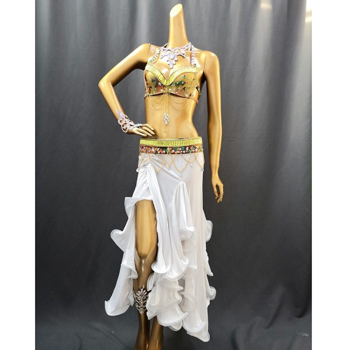 Great Deal 2020 New Style Women's Belly Dance Costume Wear Belly Dance Clothes Sexy Suit Night Belly Dancing Costume 3pcs Set TF1623-1