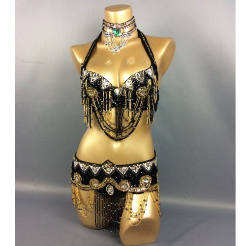 Size S-XL Dance Beaded Outfit 2 pieces Bra and Belt Tribal Belly Dance  Costume Set Shells Top Jewelry Accents ATS Fringes Belts - AliExpress