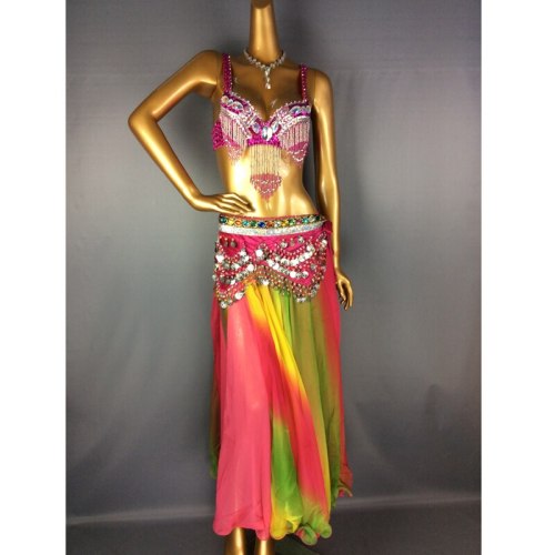 New Bellydancing clothes 3pc bra&scarf&skirt performance suit Women's carnival belly costume set TF1711
