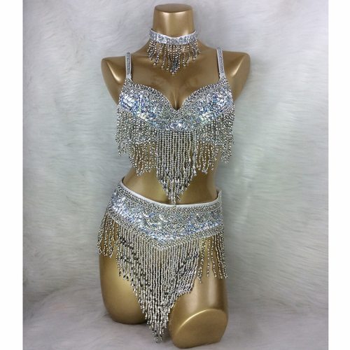 Hot sale belly dance costume 3pcs/set(BRA+BELT+NECKLACE) GOLD&SILVER white 4 COLORS #TF201,34D/DD,36D/DD,38/D/DD,40B/C/D,42D/DD TF201