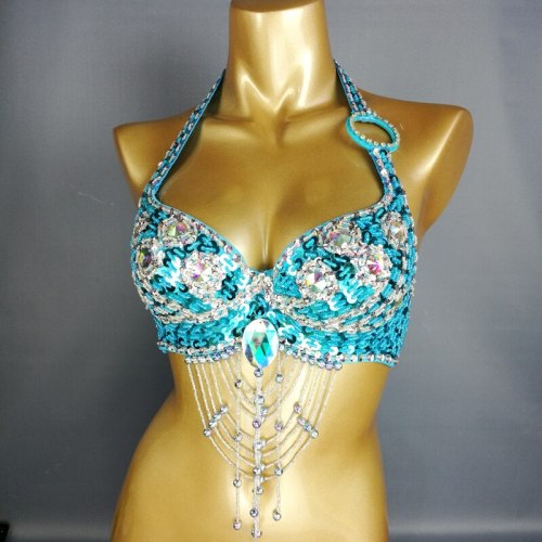 new womens belly dance costume beading Sequin bra lady belly dancing clothes sexy night club Bellydance bra209-2