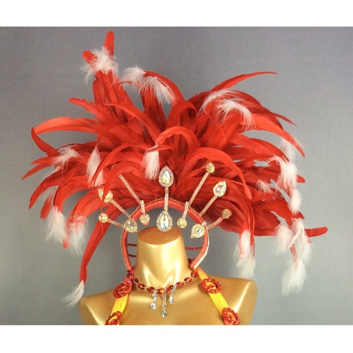 hot selling Sexy Samba Rio Carnival Costume new belly dance costume with Red Feather Head piece C1407 (Red)