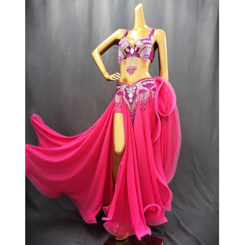 Hot Sale Professional Women belly dance costume wear for stage performance outfit 3piece suit Beaded carnival dancer costume set TF1618 + SK1905 (3PCS/SET)