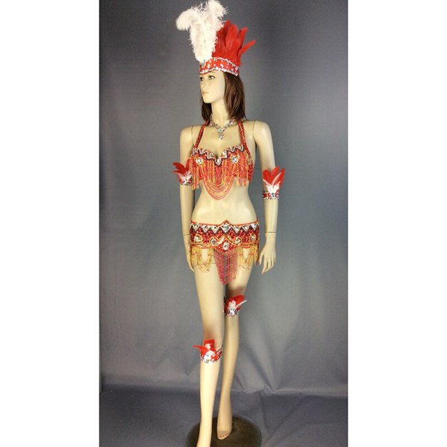 new design belly dance costume set Samba Carnivel RIO beaded Bra Costume Outfit Showgirl dancer wear 7color C201152-6