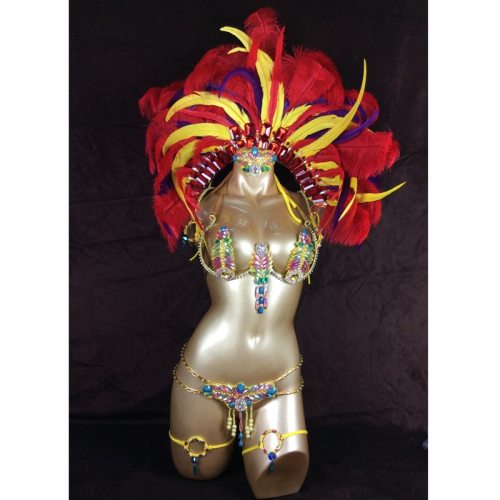 hot saling top quality Samba Rio Carnival Costume Sexy Belly Dancing Costume with Feather Headdress C1502
