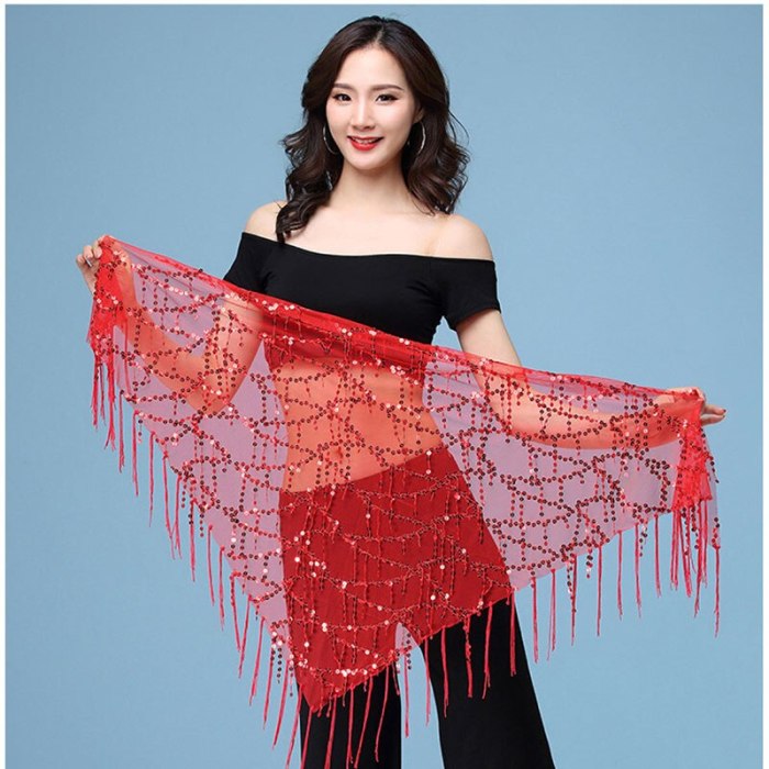 New Embroidery Bellydance Hip Scarf Tassel Hip Scarves Belly Dance Waist Chain Cheap Belly Dancing Triangle Shawl Belt One Piece Hip Scarf