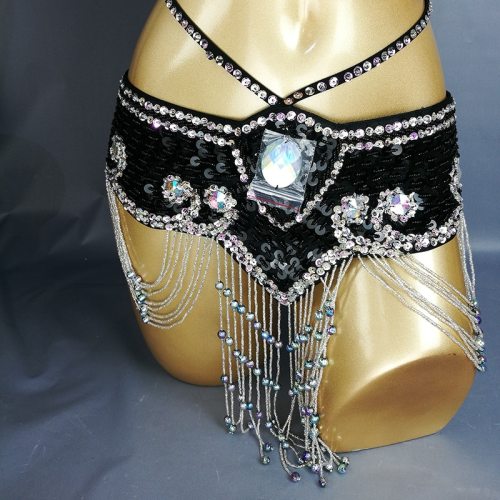 hot sale New style Women sequins Belly Dance Costume Hip Scarf Wrap bellydance Belt with tassel  beads waist chain BELT209-2