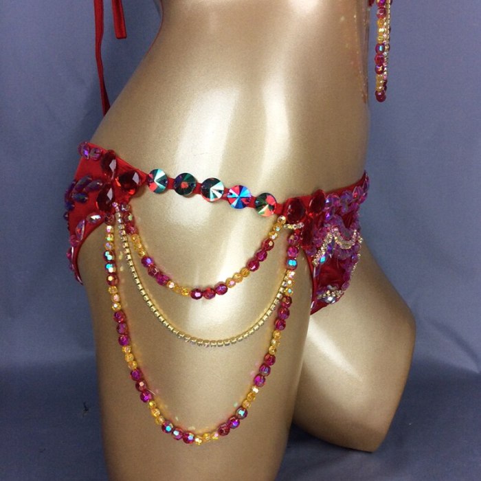 Samba Carnival Wire Bra & Panty 2pcs/Set Rainbow stones free shipping CB010