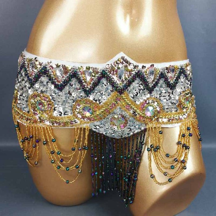 Hot Sale Good quality Women lady Belly Dance Costume Hip Scarf indian bellydance tassels Belt beading sequins Wrap chain 5colors BELT201152