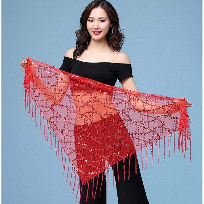 New Embroidery Bellydance Hip Scarf Tassel Hip Scarves Belly Dance Waist Chain Cheap Belly Dancing Triangle Shawl Belt One Piece Hip Scarf