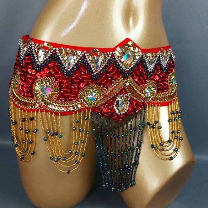 Hot Sale Good quality Women lady Belly Dance Costume Hip Scarf indian bellydance tassels Belt beading sequins Wrap chain 5colors BELT201152