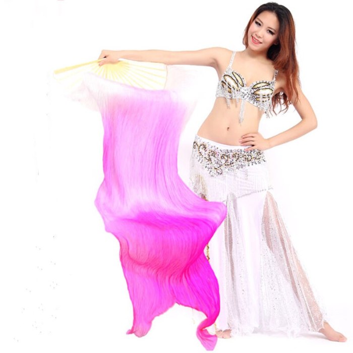 New belly dance Multicolor Vertical stripes 100% Chinese silk long flame hand Fan Colorful Hand Made Women Belly Dancing Fans