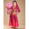 NEW kids belly dance 4pcs(top+skirt+waist chain+veil) indian clothes yellow+h.pink+red girls belly dance costume 3302
