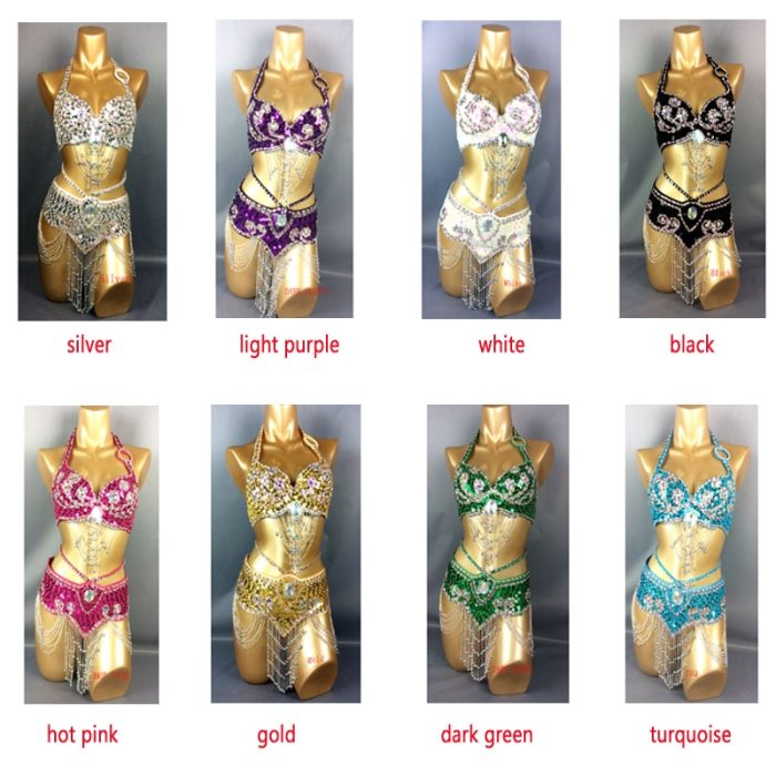 belly dancing suite belt+bra 2 piece set  samba costumes club  13 color in TF209-2