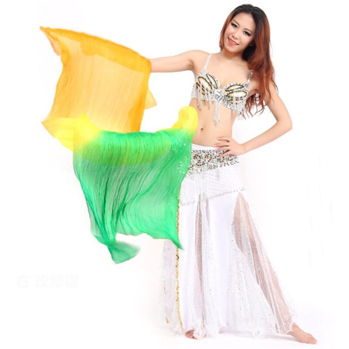 New belly dance Multicolor Vertical stripes 100% Chinese silk long flame hand Fan Colorful Hand Made Women Belly Dancing Fans