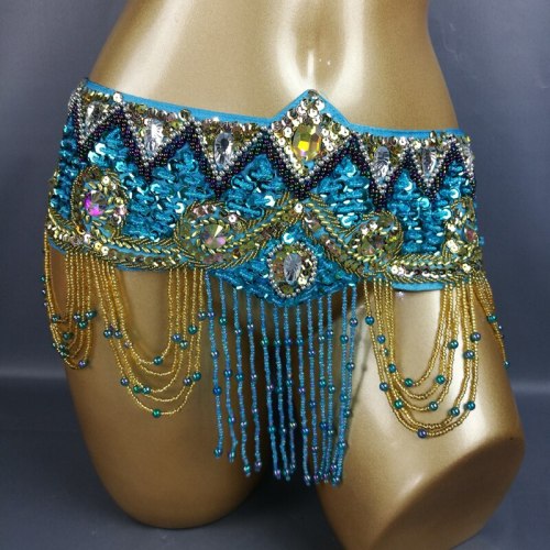 New design Women's sequins Belly Dance Costume Hip Scarf Wrap bellydance Belt with tassel  beads waist chain BELT201152