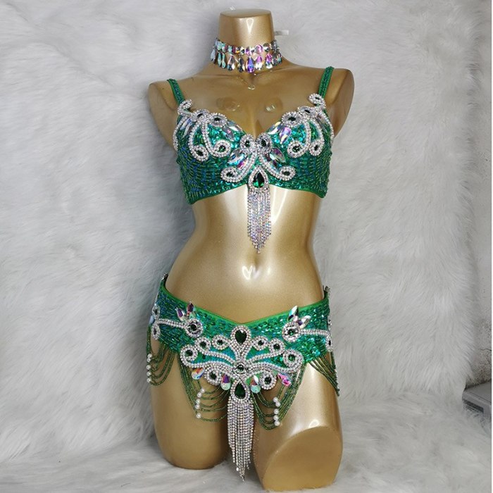Copy New Arrival Women's Beaded Belly Dance Costume Wear Bar+Belt 2pc Set Ladies Bellydancing Costumes Carnival Bellydance Clothes