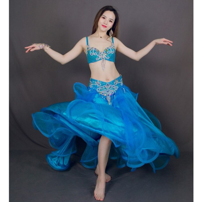 Belly Dance Costone Singer Carnival Paty Acrylic Diamond Sequins Bead Silver Suit Professional Women Dancer Bra Belt Skirt Set