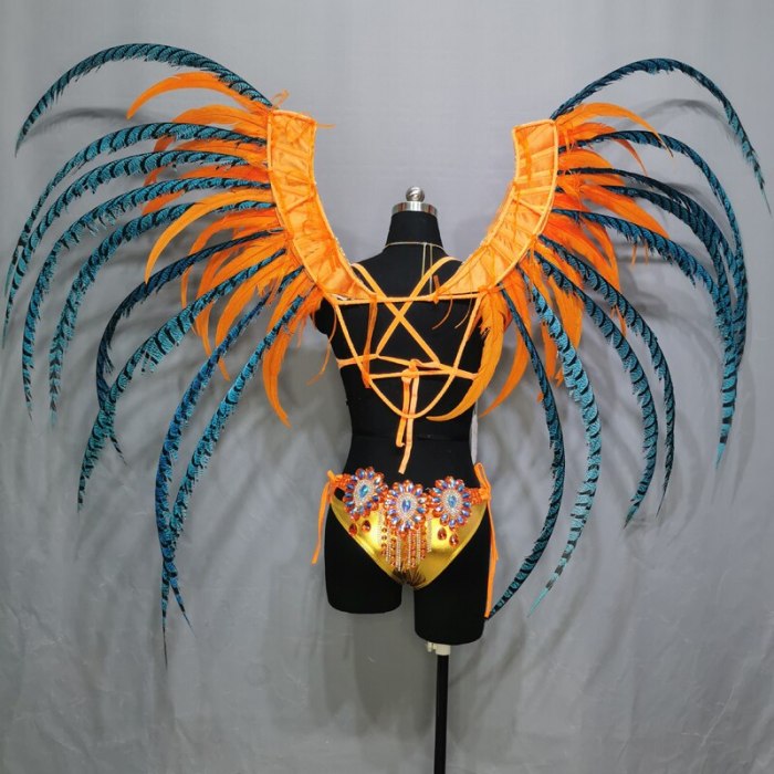 Top quality Handmade Samba Rio Carnival Costume With Stone Sexy Belly Dancing Costume Wire Bra + Panty + Feather Headdress CF021